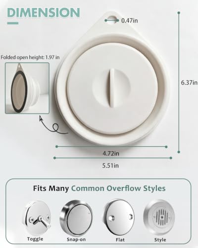 Adjustable Silicone Magnetic Bathtub Overflow Drain Cover for Deep Soaks
