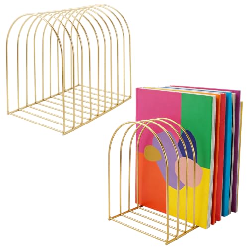 Gold Metal File Organizer 2 Pack Desk Magazine Holders Office Storage