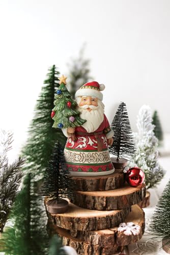 Santa Holding Tree Miniature Figurine - Holiday Home Decor, 3.66 Inch