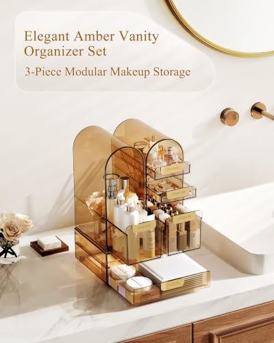 Large Clear Makeup Organizer with Drawers & Dustproof Lid