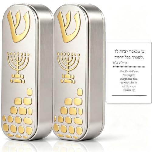 Jewish Car Mezuzah with Prayer Scroll & Hoshen Stones - Travel Safe Decor