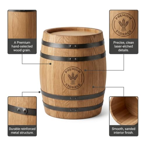 2L Solid Wood Oak Aging Barrel for Spirits and Fermentation - Rustic Home Bar