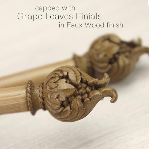 Faux Wood Curtain Rod: 36-72-Inch Telescoping Heavy Duty Window Rod - KozenSHeK