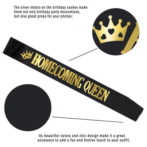 Homecoming Sashes for Pageants and Parties - King, Queen, Court, 8 Pack