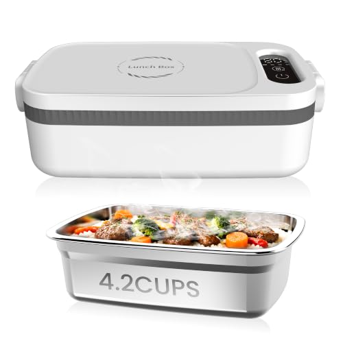 White Cordless Electric Lunch Box 1000ml Food Container Portable Food Warmer