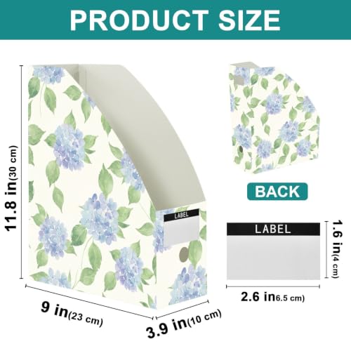 Pack of 3 Blue Hydrangea Floral Magazine File Holders for Office & Dorm