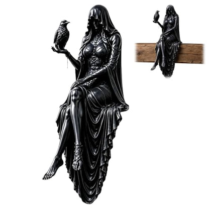 Gothic Resin Raven Shelf Sitter Statue Dark Macabre Witchy Desk & Bookshelf 16cm
