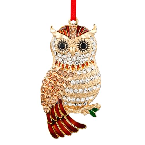 Brown Metal Owl Christmas Ornament for Tree Decoration