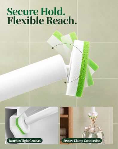 Disposable Toilet Bowl Cleaner Wand Kit with 42 Green Refills - Wall-Mounted, No-Drill