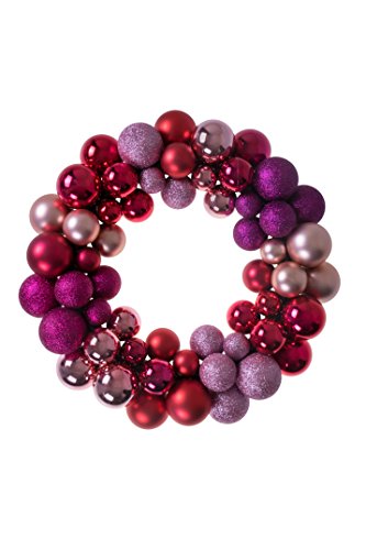 Clever Creations 13 Inch Artificial Christmas Wreath with Pink & Purple Bulbs - Front Door Decor