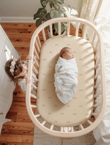 Muslin Bassinet Sheets 3-Pack for Bedside Sleeper - Olivekhakitree Variation