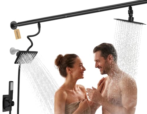 Matte Black Tandem Dual Shower Head System for Couples