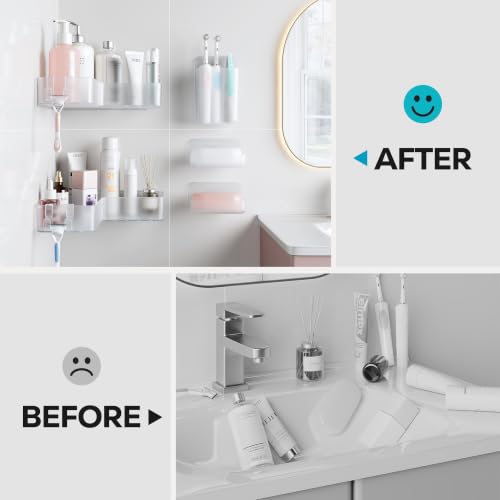 Nieifi Adhesive Corner Shower Caddy Set - Clear, 5 Pieces