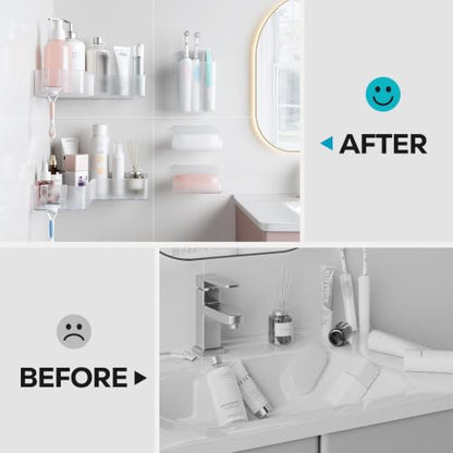 Nieifi Adhesive Corner Shower Caddy Set - Clear, 5 Pieces