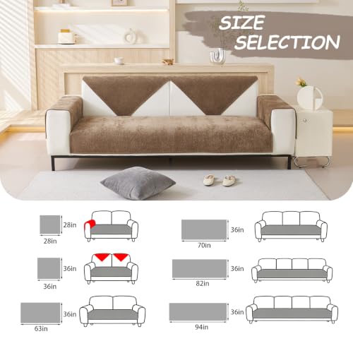 Brown Couch Cover for Leather Sofa - Non-Slip 28x28in Protection