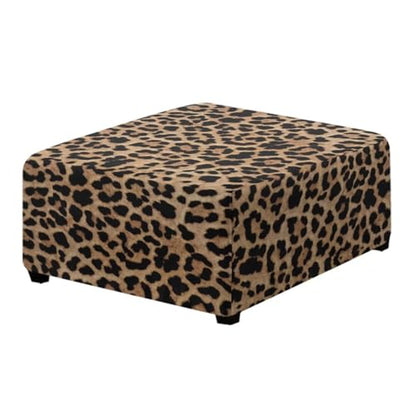 Leopard Print Ottoman Cover Large Slipcover - Stretch Square Footstool Protector