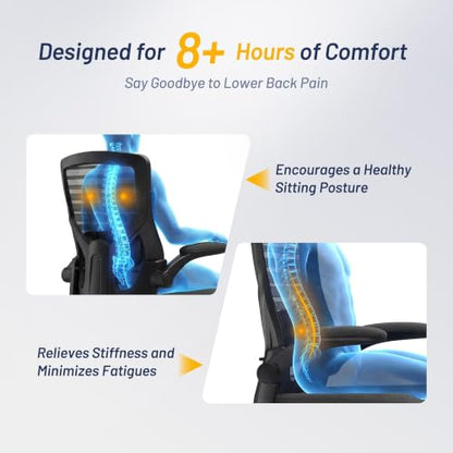 Ergonomic Office Chair with 4-Inch Molded Foam Cushion, 350 Lb Capacity - Matte Black