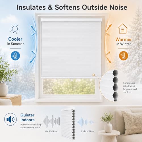 Black Cellular Window Shades Blackout Honeycomb Blinds for Bedroom & Living Room - Custom