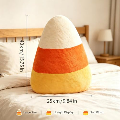Candy Corn Plush Pillow - Halloween Autumn Seasonal Decorative Cushion