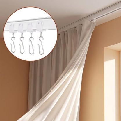 30PCS Curtain Track Rollers & Hooks Set White - Flexible & Durable Home Hardware