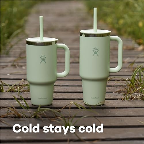 Hydro Flask Travel Tumbler with Handle, Lid and Straw - Insulated Stainless Steel in 40 Oz Dew