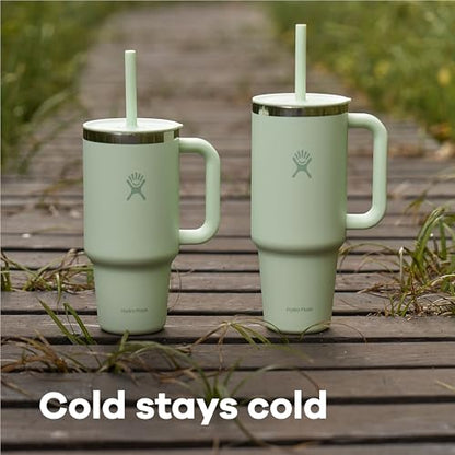 Hydro Flask Travel Tumbler with Handle, Lid and Straw - Insulated Stainless Steel in 40 Oz Dew