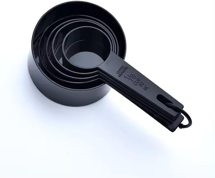 Ovenza Measuring Cups and Spoons Set - 10-Piece Plastic Kitchen Tools for Baking | Black Color