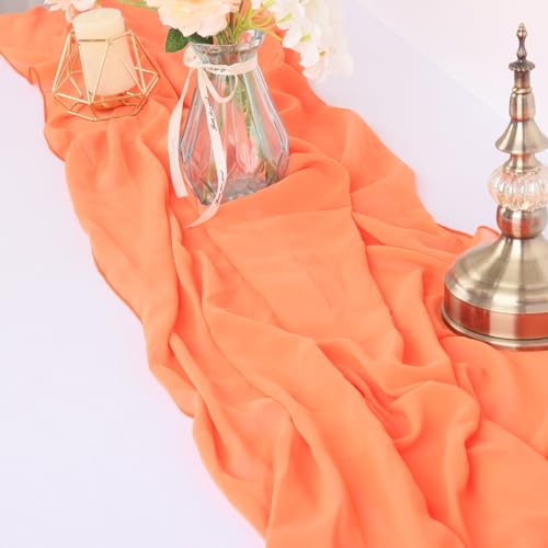 Burnt Orange Chiffon Table Runner 29x120 Inches - Rustic Wedding & Holiday Decor