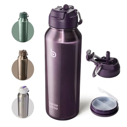 40 oz Sports Water Bottle with Pill Holder - Cosmic Violet