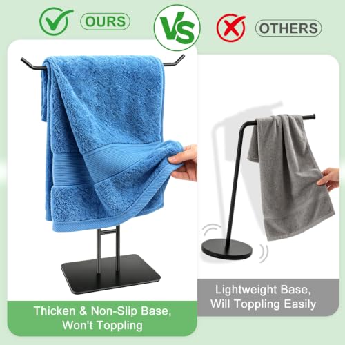 T-Shape Hand Towel Holder Stand for Bathroom Kitchen Black Stainless Steel