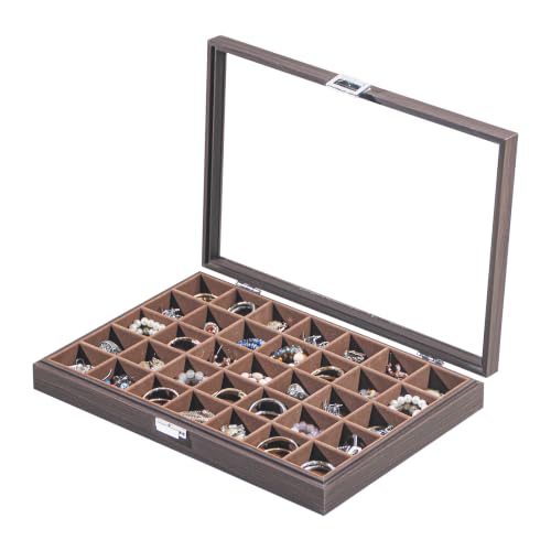 Coward Wooden Jewelry Organizer Box - 35 Grid Dark Finish