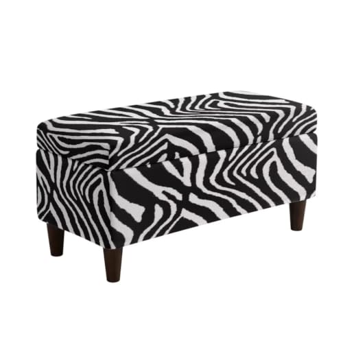 Zebra Stripe Print Rectangle Ottoman Cover - Medium Size, Stretch Slipcover for Storage Footstool, Bench, Furniture Protector