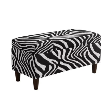 Zebra Stripe Print Rectangle Ottoman Cover - Medium Size, Stretch Slipcover for Storage Footstool, Bench, Furniture Protector