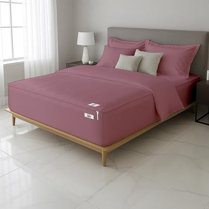 Twin Zipper Fitted Sheet with Deep Pocket - Mauve 39x75 Inch Cotton Blend
