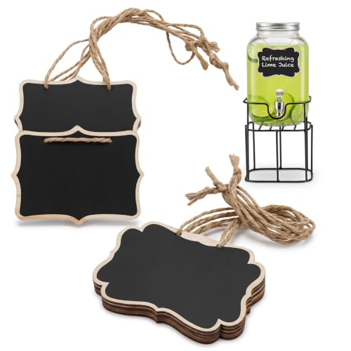 Mini Wooden Chalkboard Signs with String - 10 Pack for Party & Home Decor