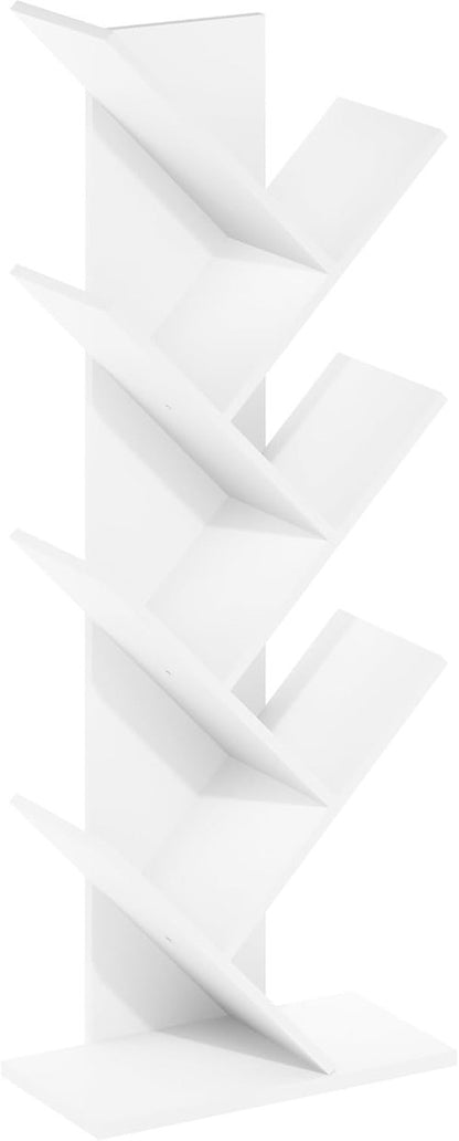Furinno 7-Tier Tree Bookshelf - Stylish Angled Open Design for Room Decor | White, 8.4 x 15.7 x 39.4 Inches
