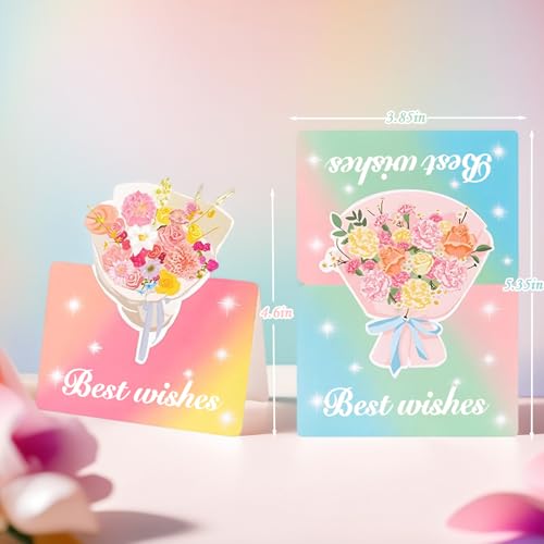 12 Pack Floral Greeting Cards Rainbow Gradient for Birthdays Graduation & More