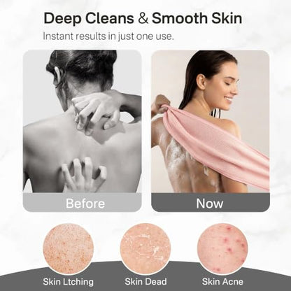 2PCS Exfoliating Washcloth Towels Loofah Sponge Body Scrubber for Shower & Bath