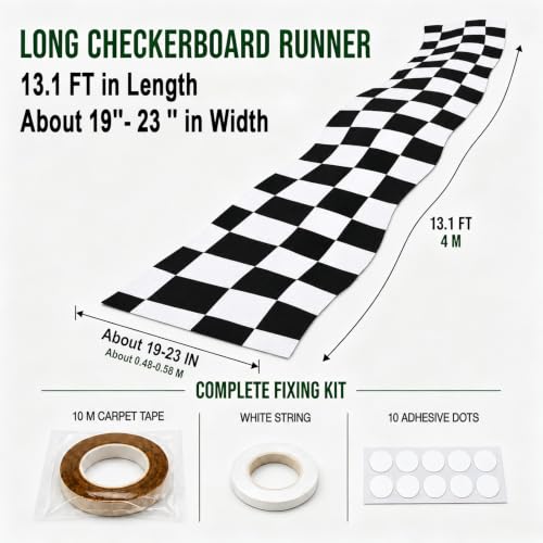 Halloween Checkerboard Runner Rug for Party Decor, 13.1 Ft