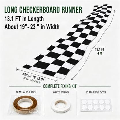 Halloween Checkerboard Runner Rug for Party Decor, 13.1 Ft