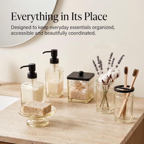 Glass Bathroom Accessories Set - 6-Piece Pale Champagne Glassware