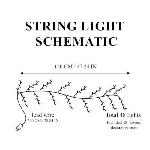 Willow Vine Lights Blossom Tree Branch String Lights USB Operated for Holiday & Indoor Decor - Plain Bare Lamp Variant