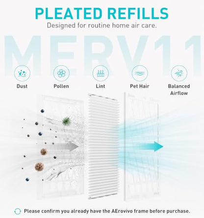 MERV 11 Filter Refill Pack for 12x12x1 Reusable Air Filter Frame - 4 Pieces