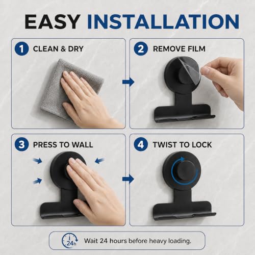 2 Pack Shower Razor Holder with Suction Hooks - Rustproof Metal Bathroom Storage