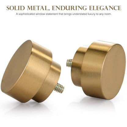 Brushed Brass Curtain Rod 32-88 Inch Heavy Duty Adjustable Drapery Pole with Finials