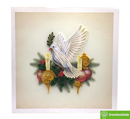 Christmas Dove and Candle 3D Greeting Card - Handmade All Occasion Design (6" x 6")