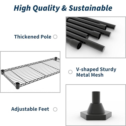 70-Inch Heavy Duty Metal Wire Shelving Unit - 1325LBS Capacity, 5-Tier