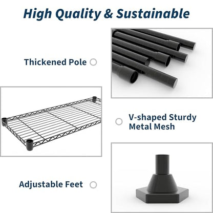 70-Inch Heavy Duty Metal Wire Shelving Unit - 1325LBS Capacity, 5-Tier