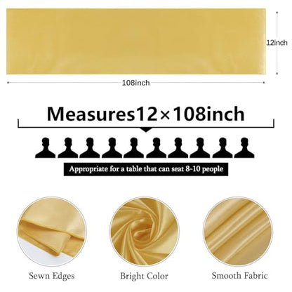 Light Gold Satin Table Runners 12 Pack 12x108 Inch for Wedding Party Decor - Variation of Light Gold / 12x108-12 Pack