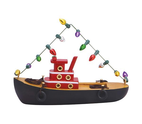 Christmas Nautical Wood Ornament Tug Boat Holiday Tree Decoration